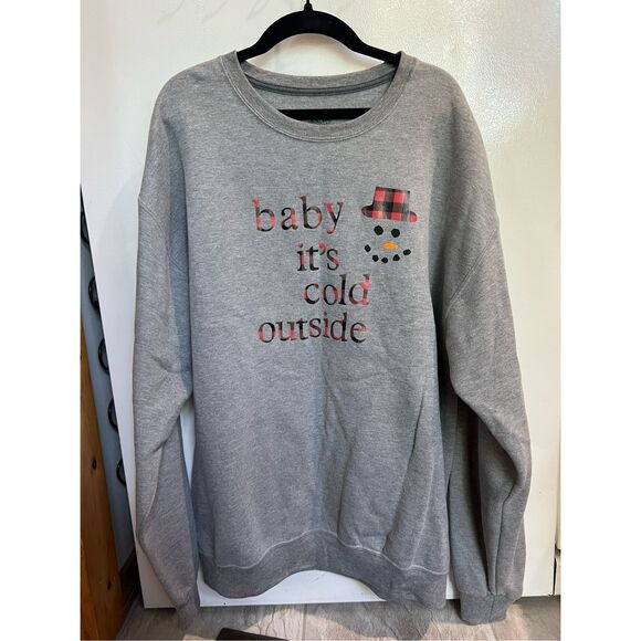 Baby It’s Cold Outside Grey Crewneck Sweatshirt Size Large - Picture 1 of 8